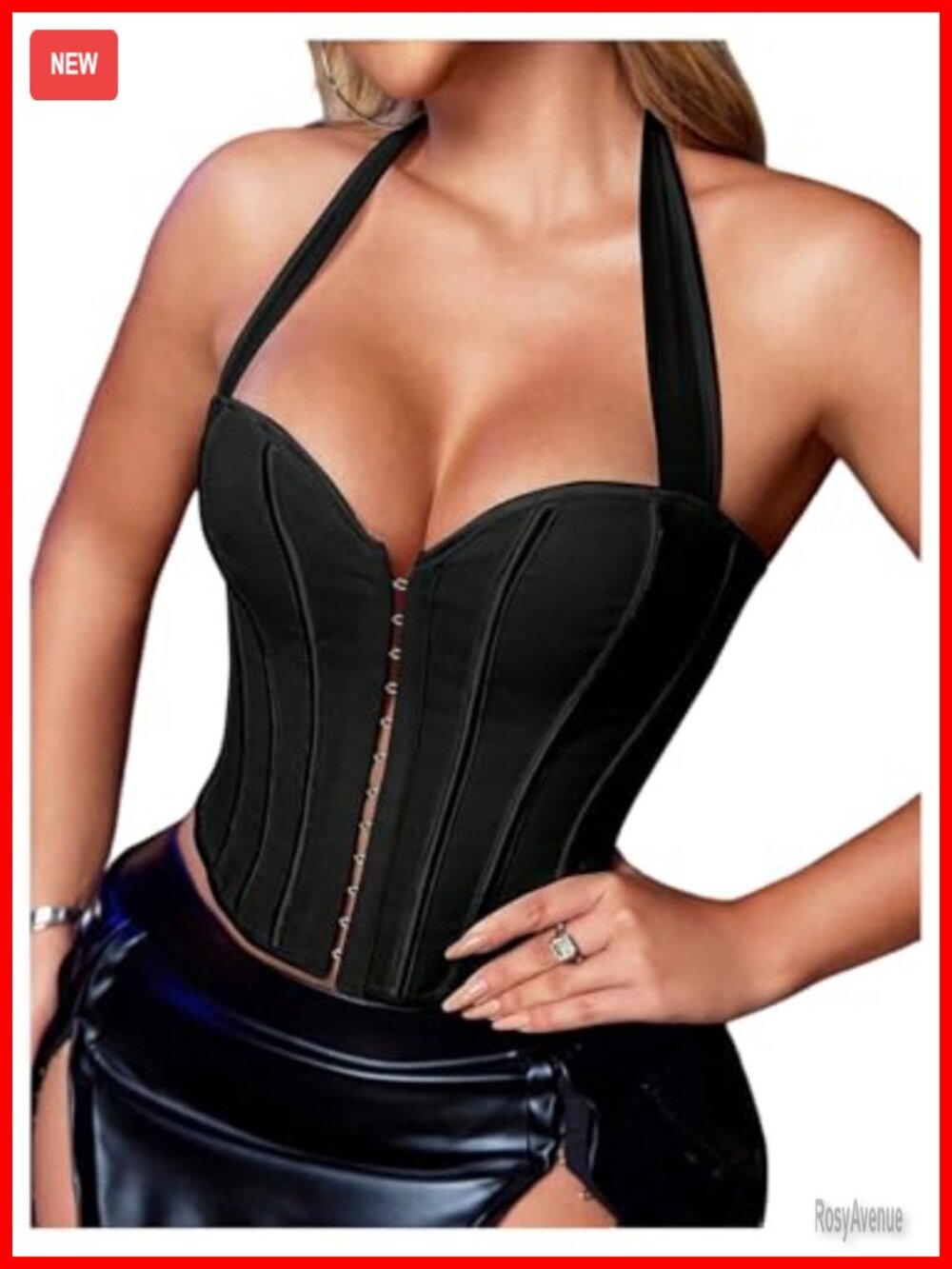 Floerns Women's Lace Up Halter Bustier Corset Backless Crop Top